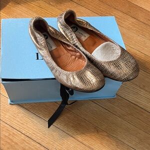 Lanvin Bronze Textured Loafers